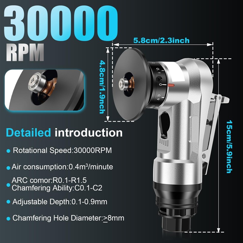 Abizarch Mini Pneumatic Chamfering Machine 30000 RPM Portable Air Beveling
