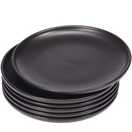 BonNoces Matte Black Porcelain Dinner Plate, 10-Inch Large Elegant Round Serving Plate Set Perfect for Steak, Pasta, Dessert and Salad, Set of 6