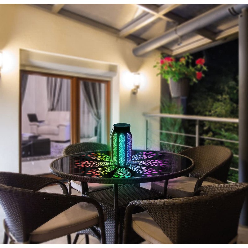 Lunartec Bluetooth Lantern: Smart Solar Lantern Metal RGB CCT LEDs