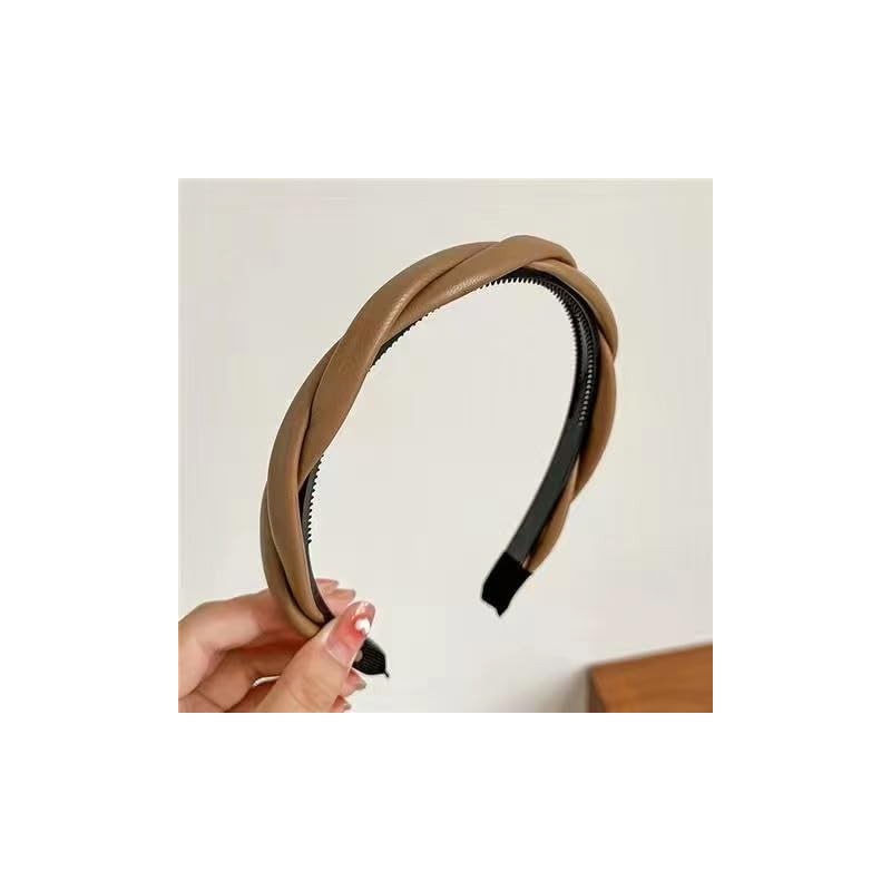 Headband - Faux Leather Headband Cross Twisted Braided Rope Style