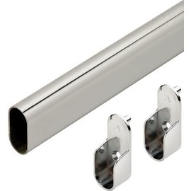 Oval Closet Rod with End Supports (Chrome, 24)