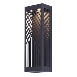 ZENE LED Outdoor Wall Light, Modern Sand Black Wall Lantern with Geometric Cut-Outs, 13W Integrated LED Wet Rated for Patio, Porch, Entryway