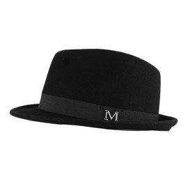 FREEBIRD99 100% Wool Felt Panama Fedora Hat Short Brim Trilby Flat Hat for Men Women (CA/US, Numeric, 7, 7 1/4, Black)