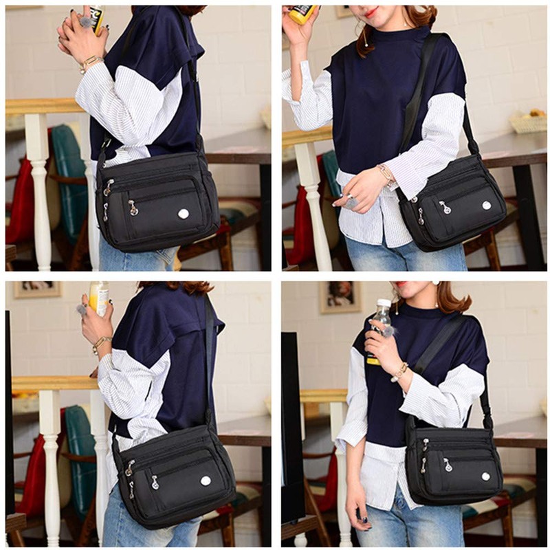 KEEPOP Bolso bandolera para mujer, multibolsillo, impermeable, ligero, de nailon,