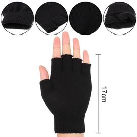 Cooraby 10 Pairs Half Finger Gloves Winter Warm Fingerless Stretchy Knit Gloves for Women and Men (Red,Hot Pink,Green,Sky Blue,Mixed Candy Colors, M)