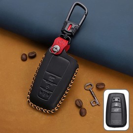 ontto Toyota Smart Key Case, Key Cover, Crazy Horse Leather, Car Accessory, Keychain, Stylish, Good Texture, High Quality, No Radio Interference, Compatible with Toyota C-HR, Prius 50 Series, New