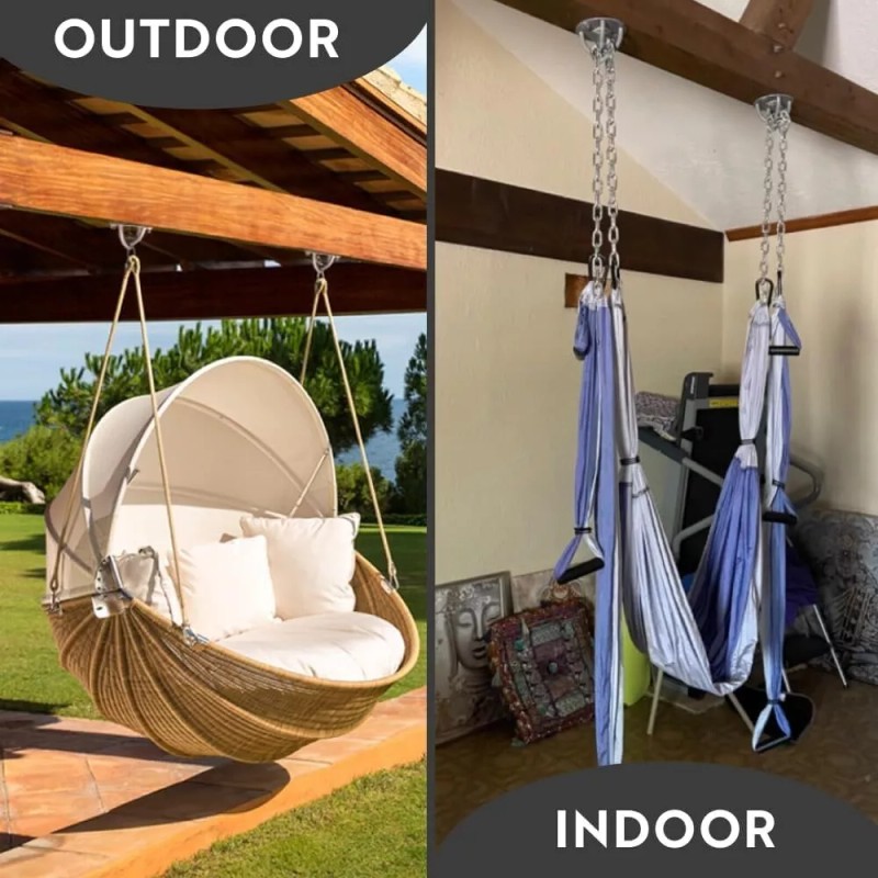 Yoga Trapeze Ceiling Hooks - Industrial Strength Hold Up to