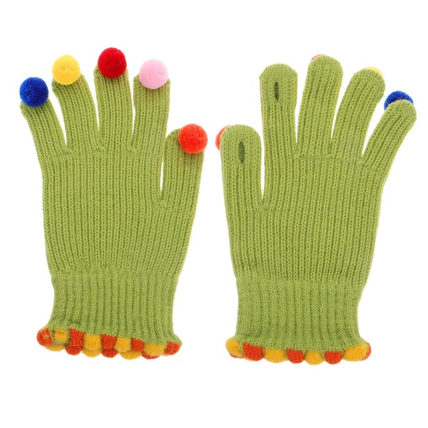 TOVINANNA 1 Pair Fur Ball Fingerless Gloves for Women Knit