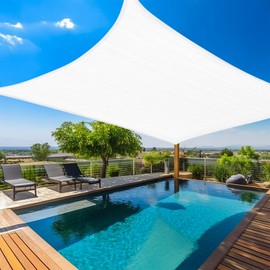 Amagenix Shade Sail - Custom Size White Shade Sail Canopy, Curved Outdoor Patio Awning 12'X13', Breathable Fabric with 95% UV Block for Garden Backyard