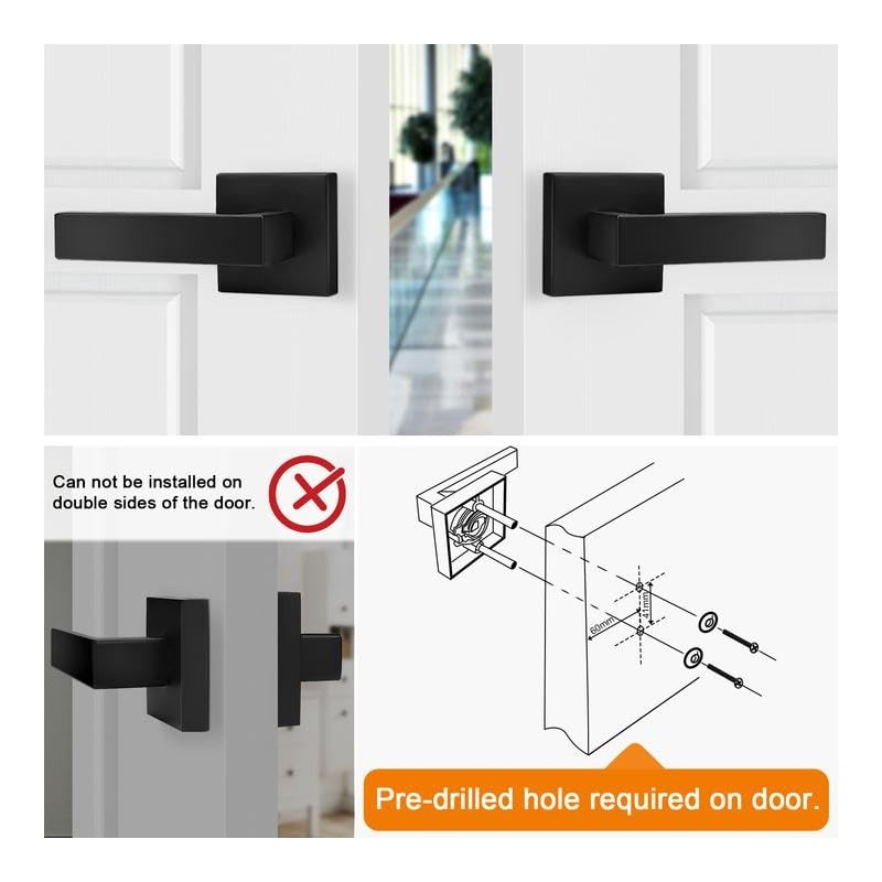 Probrico 4 Pack| Dummy Door Handles in Matte Black, Non-Turning