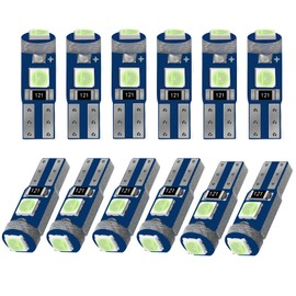 Rebvugr 12PCS T5 LED Bulbs, 74 73 37 2721 LED Bulb for Car Dashboard, 3030 Chips Super Bright 12 Volt Instrument Cluster Bulb Fit for Instrument Cluster Dashboard Panel Gauge Indicator (Ice Blue)