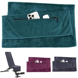 Fitness Towel 120 x 50 cm, Quick-Drying Towel with Zip Pocket, Fitness Towel Made of High-Quality Microfibre, Towels Quick-Drying for Gym, Training (Peacock Blue)
