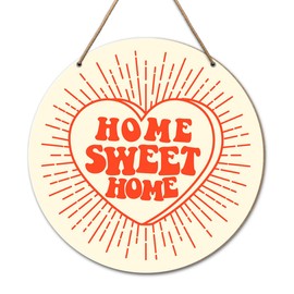Home Sweet Home Welcome Wall Decor Sign Front Door, Housewarming Gift for New House Home, New Home Welcome Round Wooden Hanging Sign Decorations for Door Home Apartment Living Room