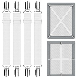 HDXH 4 PCS Bed Sheet Clips,Adjustable Bed Sheet Straps,Adjustable Bed Sheet Straps,Upgraded Elastic Sheet Fasteners for Bedding,Keep Your Sheets in Place(white,30CM-130CM)