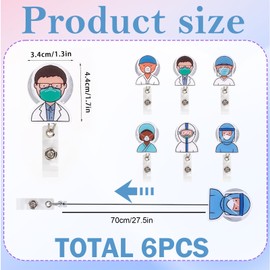 Nurse Week Badge Reel Retractable Black Girl Nurse Badge Reel Retractable Nurse Badge Reel Holder Retractable Nursing ID Nurse Retractable Badge Holder Nurse Gift Nurse Badge Reel,6-Pack, Different Designs, Lightweight