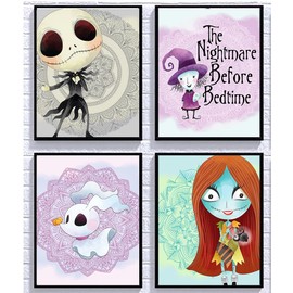 Silly Goose Gifts Nightmare Before Christmas Themed Character Wall Art Decor Baby Nursery Love (Purple Art Set)