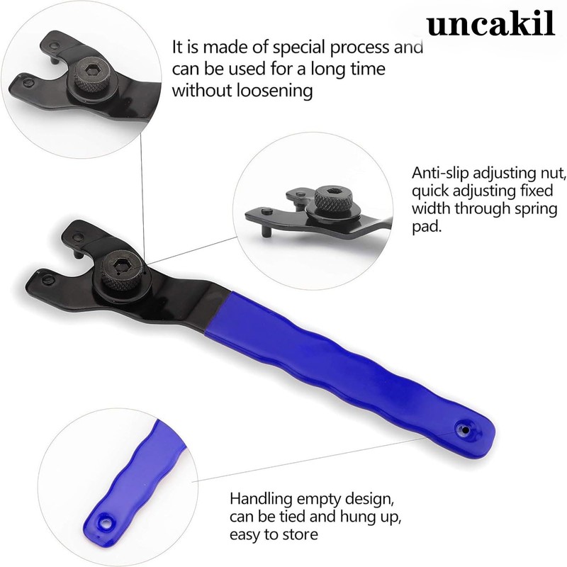 uncakil Small Pin V Wrench Tool Universal Adjustable Angle Grinder