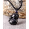 Lightock Obsidian Fox Necklace Pendant for Women Healing Energy Crystal