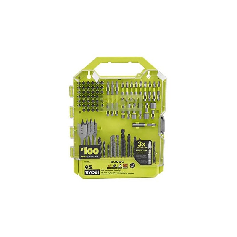 RYOBI Drill and Impact Drive Kit (95-Piece) with Carry CASE