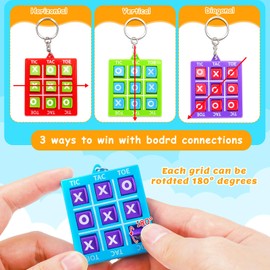 16 Pcs Tic-Tac-Toe Keychains for Kids Classroom Prizes Boy Girl Teens Birthday Party Favor Goodie Bag Stuffer End Of Year Student Gifts School Reward Treasure Chest Box Children Pinata Party Filler