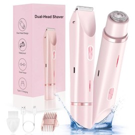 Electric Bikini Trimmer for Women, Rechargeable 2 in 1 Body & Facial Hair Removal, Waterproof Wet & Dry Use Trimmer for Women, Winter & New Year Gift, Valentine's Day Gift:_Upgrade Purple(3-in-1）