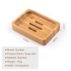 Gurkkst 2 PACK Natural Wooden Bamboo Soap Dish Storage Holder