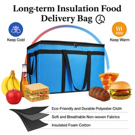 Bodaon Large 3-Pack Insulated Food Delivery Bag with hard bottom, Rideshare Delivery Bag, XXXL Pizza Cooler Bags, Thermal Cold/Hot Styrofoam Carrier for Travel/Shopping/Catering/Car