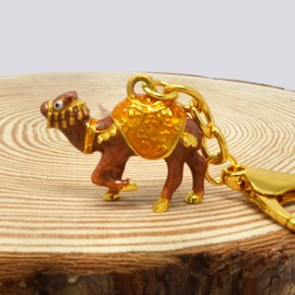 [YISHUI] （イスイ） キーホルダー 風水キーチェーン 駱駝 お守り 長寿 プレゼント 金運グッズ ビジネス 動物 装飾小物 イエロー