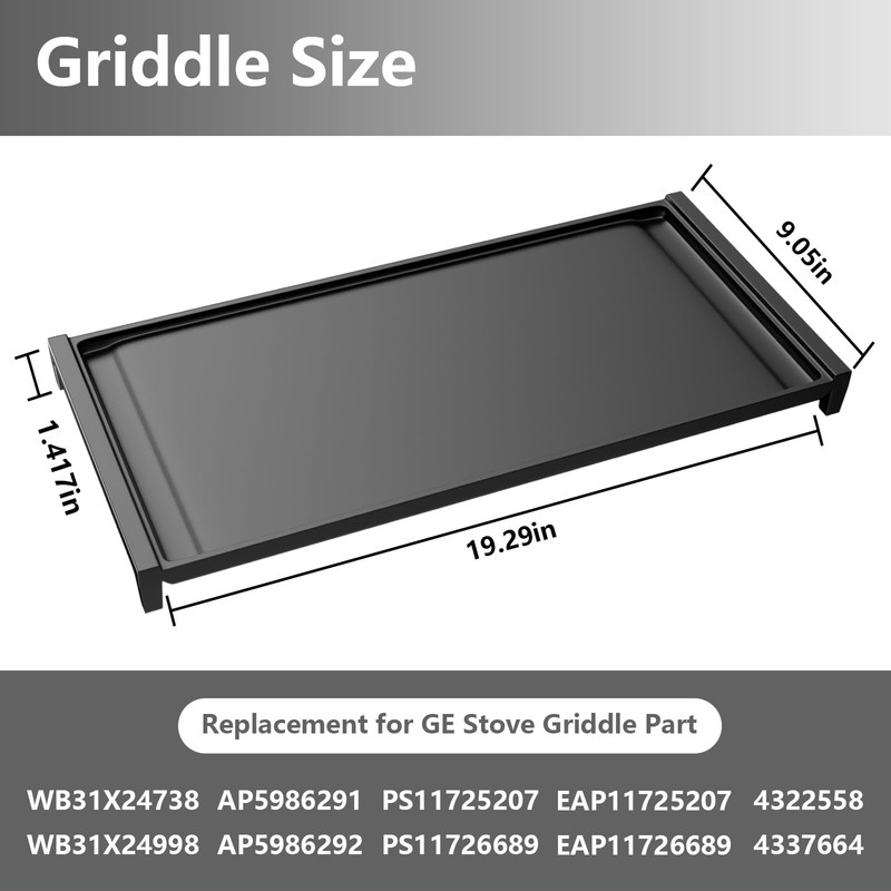WB31X24738 Heavy-duty Cast Iron Griddle Replacement for GE Stove WB31X24998