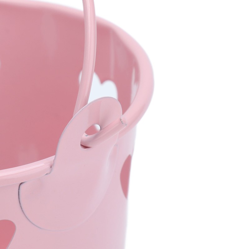 12pcs Mini Metal Bucket Hollow Heart Shaped Bucket with Handle