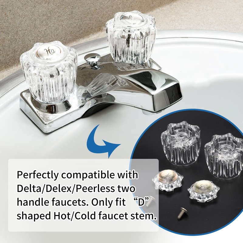 Bathroom Faucet Knobs Replacement, Bathtub Faucet Handles 1 Pair Hot
