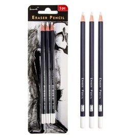 Brusarth 3pc Eraser Set - Fine Detail Eraser for Sketching, Charcoal Drawings & Colored Pencils