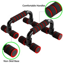 Push Up Bars Fitness Parallettes for Strength Training, 22 cm x 14 cm x 12 cm, Black/Red