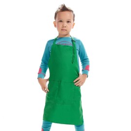 H.BETTER Kid Apron Adjustable Strap with 2 Pockets Painting Cooking Craft Backing Unisex Age 5-12(Green)