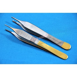 Tweezers Forceps Adson Micro 4.75 Inches Kocher Tissue Forceps + Adson Dressing Forceps Pliers With T/C Inserts 2pcs Cynamed