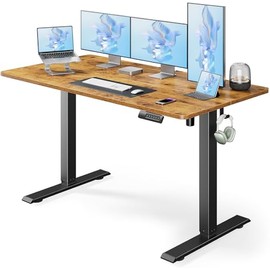 Marsail Electric Standing Desk, Adjustable Height Stand up Desk, 55 x 24 Inches Sit Stand Home Office Desk, Computer Desk, Rustic Brown