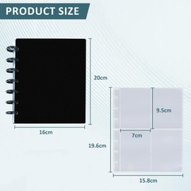 Trading Card Album, Card Scrapbook 4 Compartments, 30 Pages, 120 Cards Album, Trading Folder for Trading Cards, Sports Cards, Tickets, PP Material, Pack of 2, Black