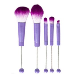 Purple Beadable Makeup Brushes Set of 5 for Silicone Focal Beads Bulk DIY for Crafters Cosmetic Brush Kit Keychain Bar Eyeshadow