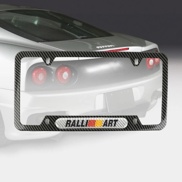 Ralliart X1 RALLIART Chrome Stainless Steel License Plate Frame Carbon