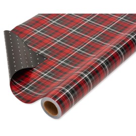 American Greetings Reversible Wrapping Paper, Red and Black Plaid (1 Jumbo Roll, 175 sq. ft.)
