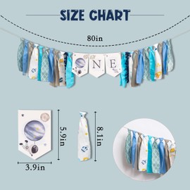 MUWEOL Outer Space High Chair Banner - First Trip Around The Sun Birthday Party Decoration,Outer Space Planets High Chair Banner For First Birthday,Space Themed Decor
