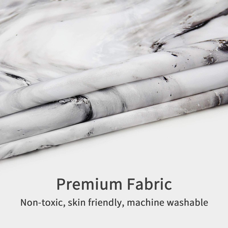 MitoVilla Extra Long Shower Curtain 72 x 84, Grey Marble