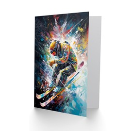 Artery8 Skier Skiing Winter Sport for Him or Her Man Woman Birthday Thank You Congratulations Blank Art Greeting Card