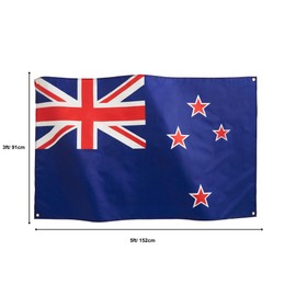 Runesol New Zealand National Flag 3x5, 91x152cm, Brass Eyelet in Every Corner, Waitangi Day, New Zealander Ensign Banner, Rugby All Blacks, Premium Flags, Waterproof, Inside, Outside