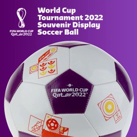 Capelli Sport Copa Mundial de la FIFA Qatar 2022, exhibición de Recuerdo de balón de fútbol, con Licencia Oficial para Jugadores de fútbol jóvenes y Adultos, Morado y Blanco