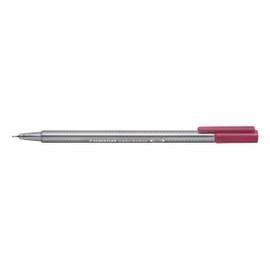 Staedtler triplus Fineliner 334–260, Triangular Barrel, Metal-Encased tip, Approx. 0.3 MM Pack of 10 in Cardboard Case Tuscany Red