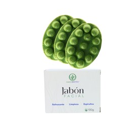 Jabón Facial con Ingredientes Naturales y Orgánicos a Base de Espirulina, Antioxidante, Antimicrobiano para Acné, Pack 3 Piezas 100 g c/u