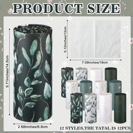 Layhit 12 Pcs Car Tissues Round Facial Tissues Boxes Vintage Floral Printed Travel Cylinder Cube Holder Bulk for Car Cup Holder(Fresh)