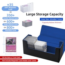 Tolesum Card Deck Box for MTG, Gathering Card Box for 800+ Unsealed Cards/35pt Trading Card Cases, PU Leather Strong Magnetic Trading Card Box Compatible Magic Commander TCG Cards Black & Blue