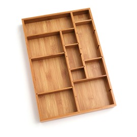 Lipper International 8397 Bamboo Wood Adjustable Drawer Organizer with 6 Removable Dividers, 12" x 17-1/2" x 1-7/8"